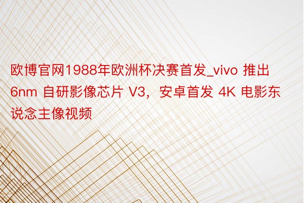 欧博官网1988年欧洲杯决赛首发_vivo 推出 6nm 自研影像芯片 V3，安卓首发 4K 电影东说念主像视频