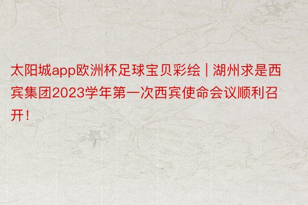 太阳城app欧洲杯足球宝贝彩绘 | 湖州求是西宾集团2023学年第一次西宾使命会议顺利召开！