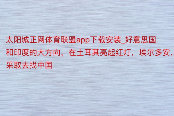 太阳城正网体育联盟app下载安装_好意思国和印度的大方向，在土耳其亮起红灯，埃尔多安，采取去找中国